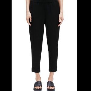 Eileen Fisher Cuffed Slouchy Black Ankle Pants XS